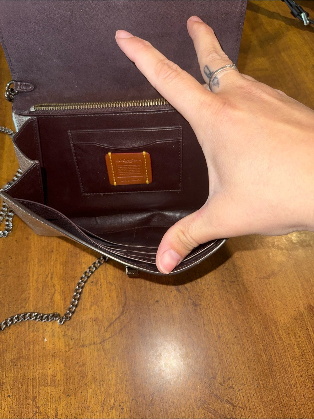Coach Metallic Rose Gold Chain Wallet Crossbody - Picture 2 of 2